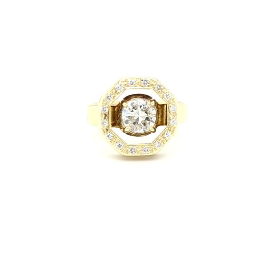 Occasion 14 karaat geel gouden ring briljant 6.5 gram Occasion 14 karaat geel gouden ring briljant 6.5 gram