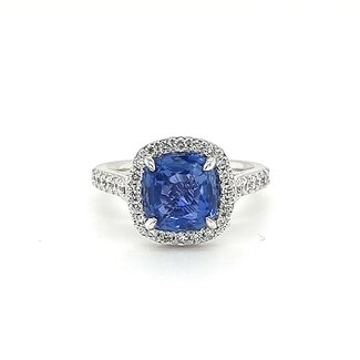 ROS  Jewel Design 18 karaat witgouden ring gezet meteen  Saffier en Briljanten