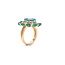 18 krt. bicolour ring met aquamarijn, smaragden en briljanten