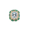18 krt. bicolour ring with aquamarine, emeralds and brilliants