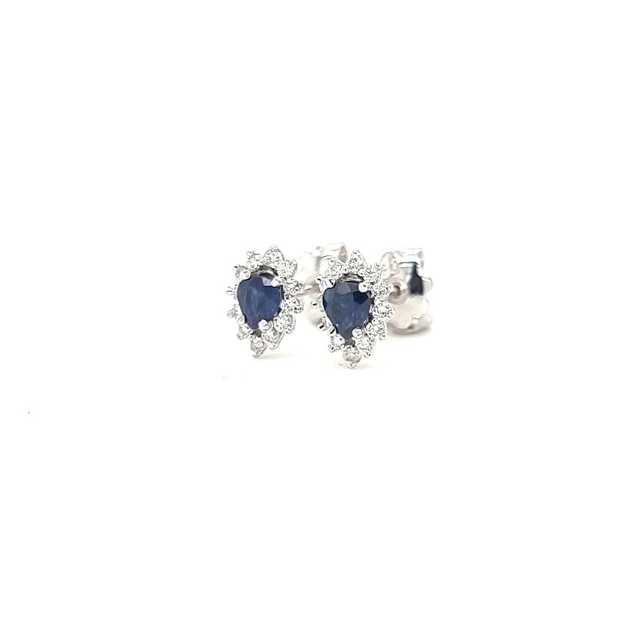 18 krt. white gold earrings with sapphire and diamonds