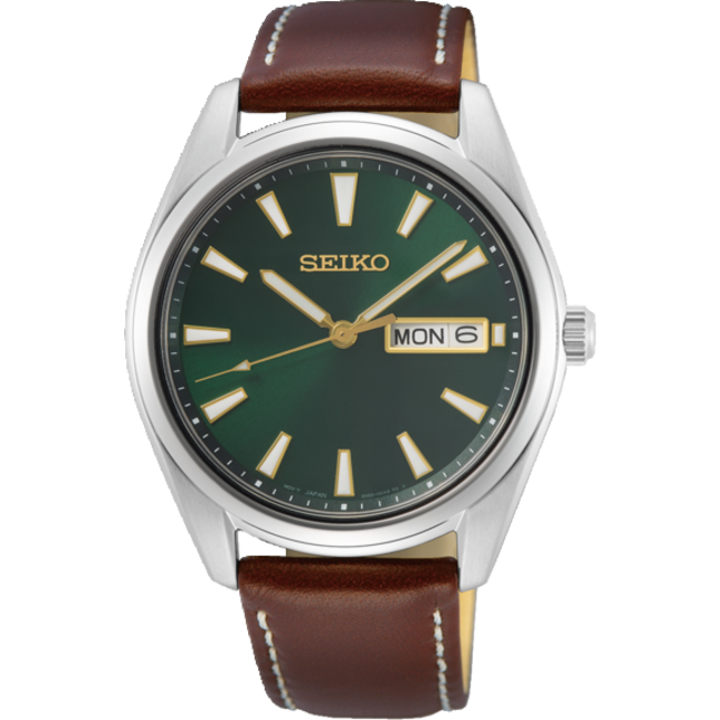 Seiko herenhorloge met leren band  SUR449P1