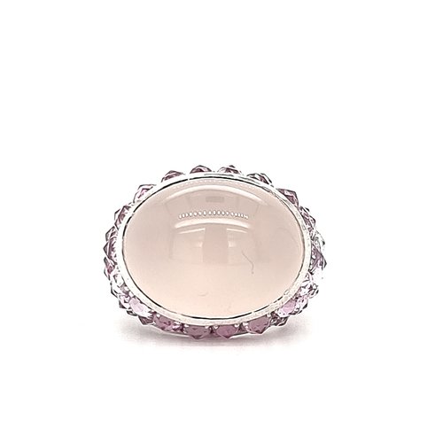 Occasion 18 krt. white gold ring with rose quartz Occasion 18 krt. white gold ring with rose quartz