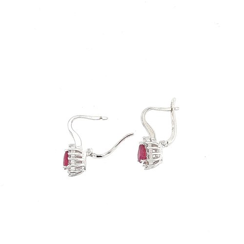18 krt. white gold earrings with ruby and diamond