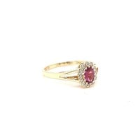Occasion 14 krt. yellow gold ring with ruby and diamonds