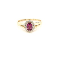 Occasion 14 krt. yellow gold ring with ruby and diamonds