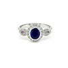 18 krt. white gold ring with sapphire and diamonds