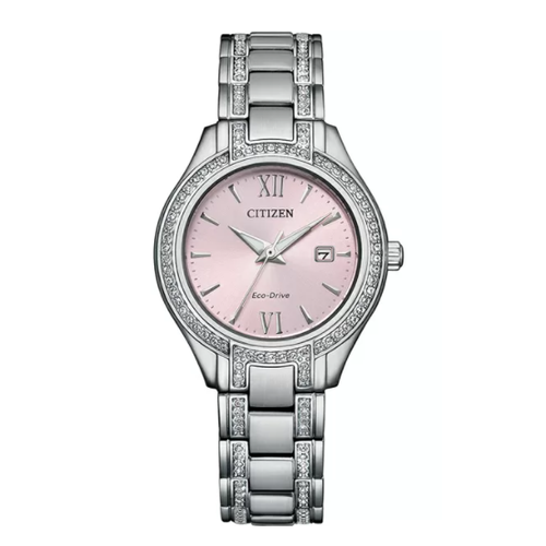 Citizen dameshorloge stalenband met zirkonia's FE1230-51X Citizen dameshorloge stalenband met zirkonia's FE1230-51X