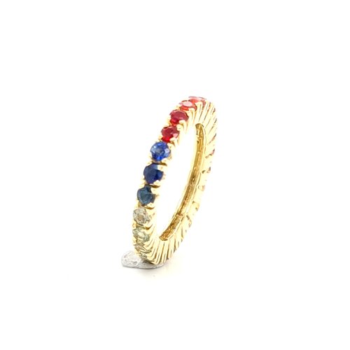 18 krt. geelgouden ring met gekleurde saffieren 18 krt. geelgouden ring met gekleurde saffieren