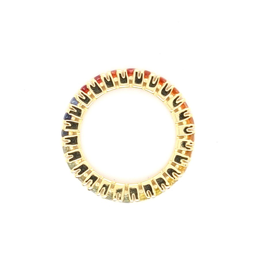 18 krt. yellow gold ring with colored sapphires