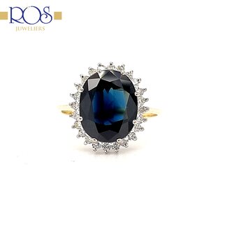 ROS  Jewel Design 14k gouden ring met saffier en briljanten