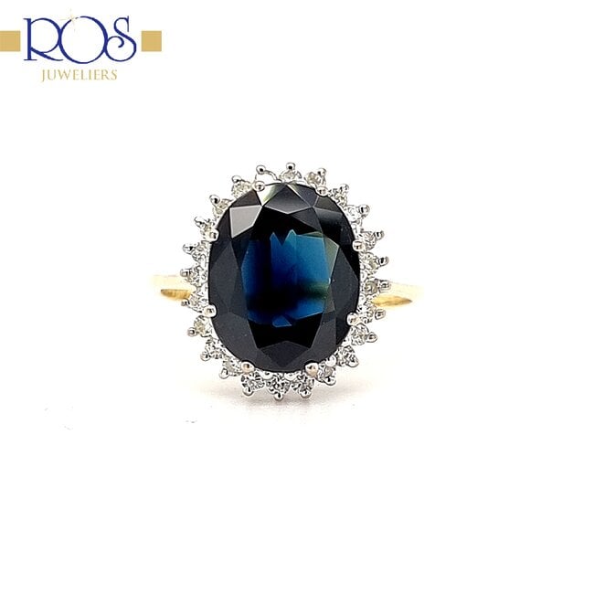 ROS  Jewel Design 14k  gouden ring met saffier en briljanten