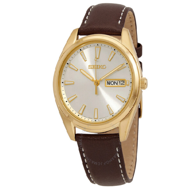 Seiko herenhorloge doublé  met lerenband  SUR450P1