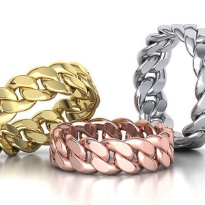 Cuban linkchain wedding rings (available in yellow gold, white gold and rose)