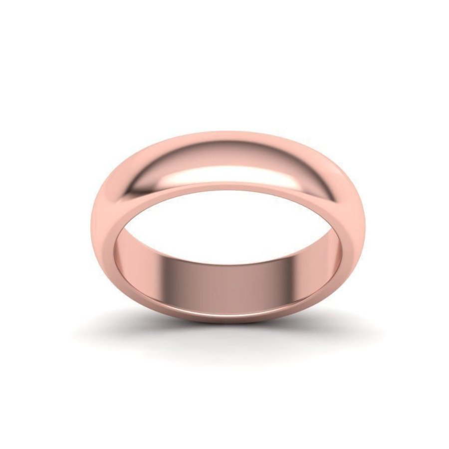 D-shaped wedding rings 5 mm (available in yellow gold, white gold and rose gold)