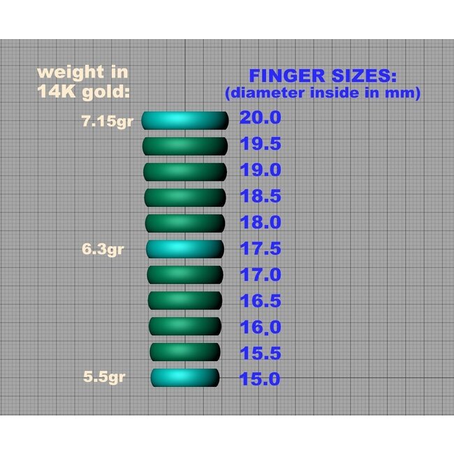 D-shaped wedding rings 5 mm (available in yellow gold, white gold and rose gold)