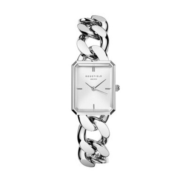 Rosefield horloge The Octagon XS Chain Studio White Edition Silver