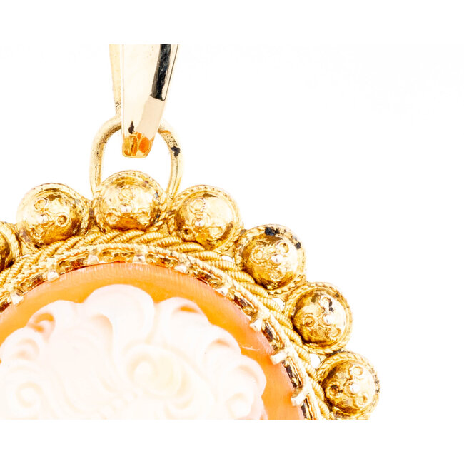 Occasion Vintage 14 karaat geel gouden Camee hanger