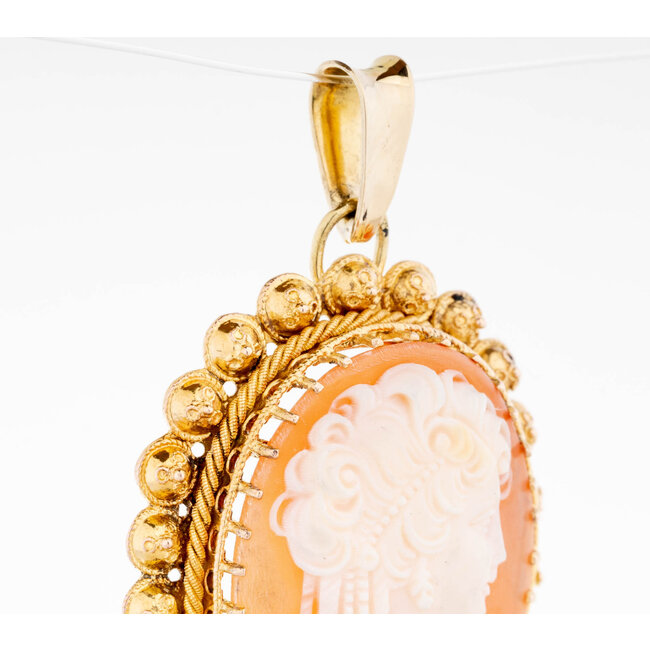 Occasion Vintage 14 karaat geel gouden Camee hanger