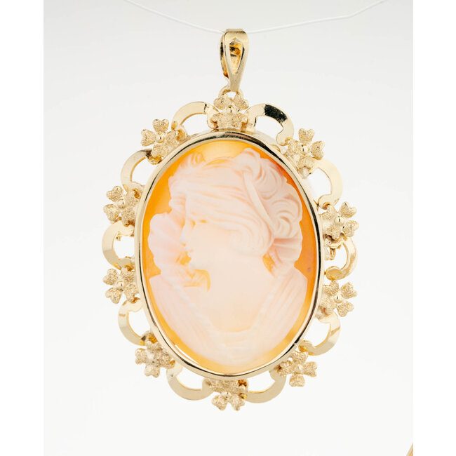 Occasion 14 karaat geel goud hanger/ broche schelpcamee 7.5  gram