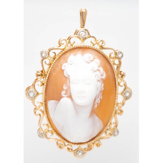 Occ 18 karaat gouden  Camee hanger diamant