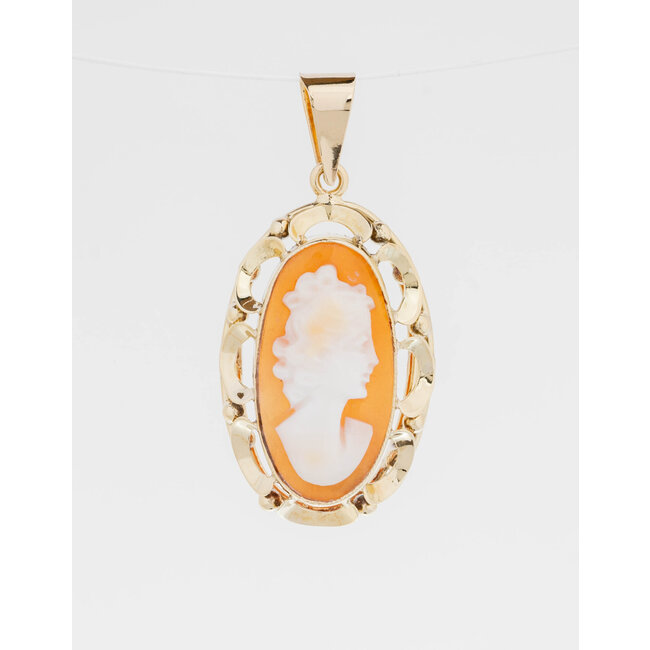 Occasion Vintage 14 karaat geel gouden Camee hanger