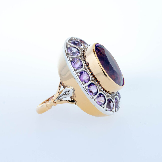 Occasion Vintage 18 karaat /Zilver 925 amethist ring