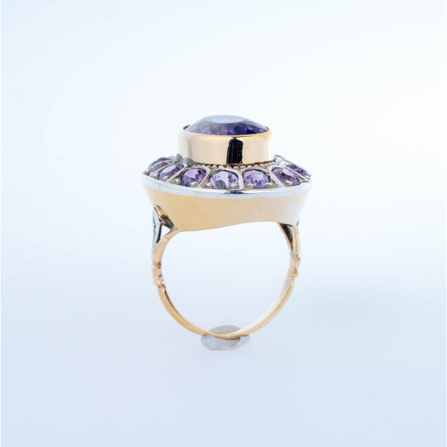Occasion Vintage 18 karaat /Zilver 925 amethist ring