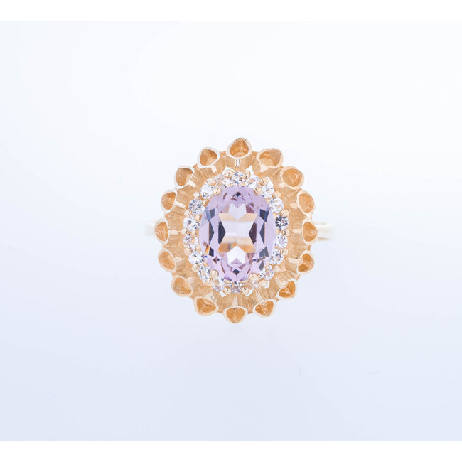 14k ring met Amethist  en zirkonia