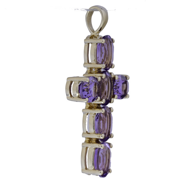 Occasion Vintage 14 karaat Amethist hanger (kruis)