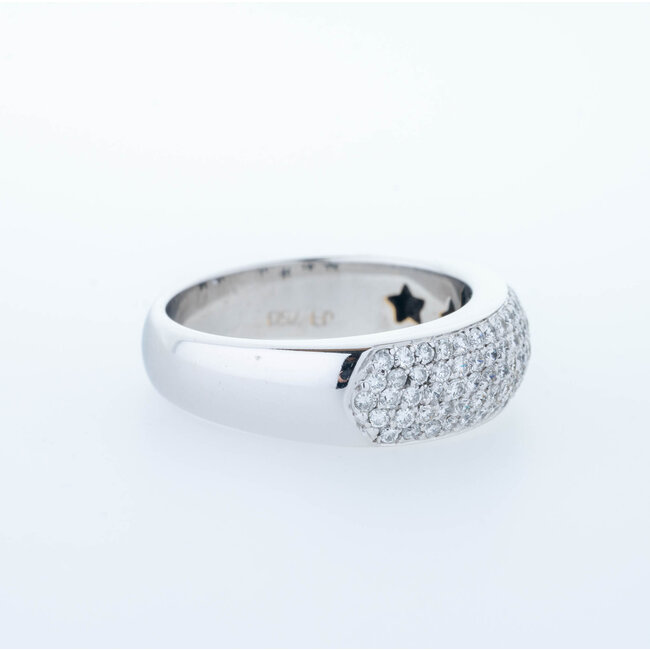 Occasion Vintage 18 karaat wit gouden ring/ briljant