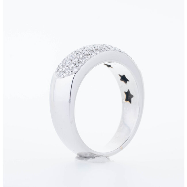 Occasion Vintage 18 karaat wit gouden ring/ briljant