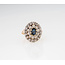 ring van Goud en Zilver met Saffier en Roosdiamant