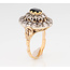 ring van Goud en Zilver met Saffier en Roosdiamant