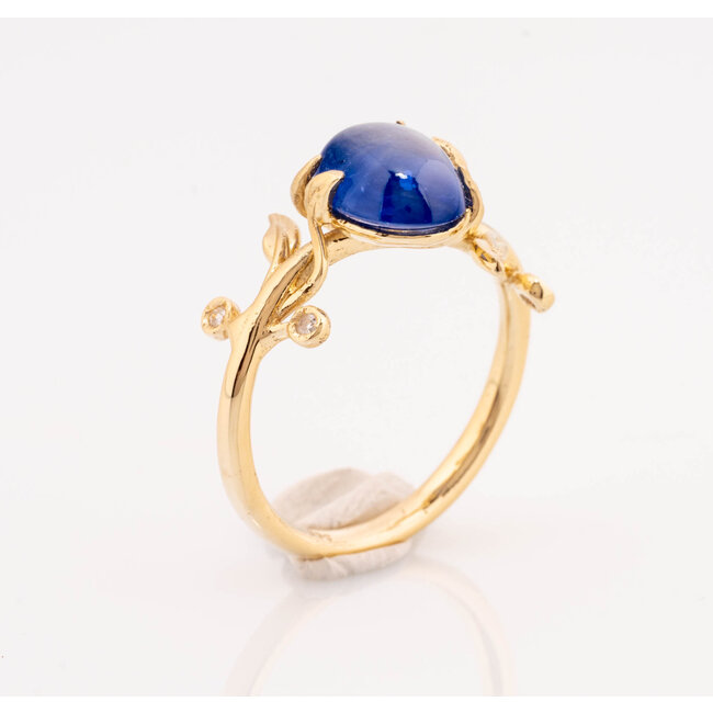 ROS  Jewel Design The Ocean 14k ring met natuurlijke Saffier en 4 Briljanten