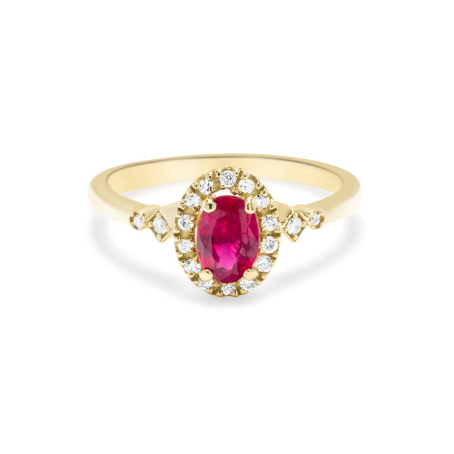 ROS  Jewel Design 14k ring de Ruby Smile gezet met Robijn en Diamant
