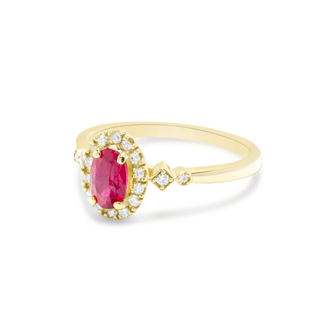 ROS  Jewel Design 14k ring de Ruby Smile gezet met Robijn en Diamant