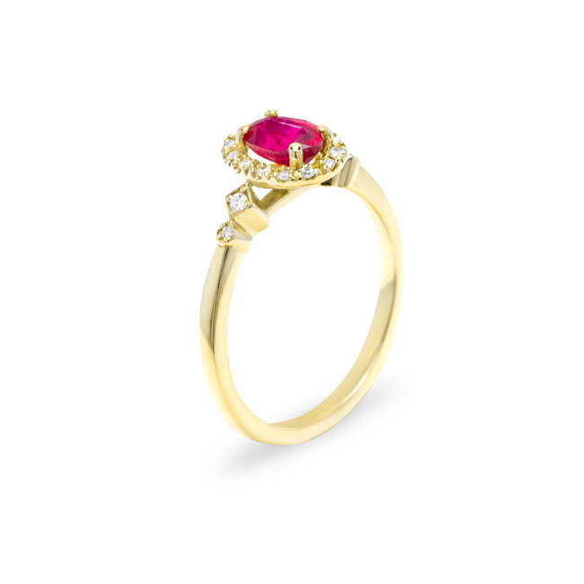 ROS  Jewel Design new 14k ring 0.65ctRuby/Brilj0.14ct 3.2gr Ruby Sile