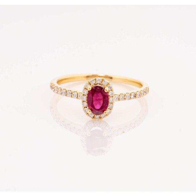 ROS  Jewel Design 18k ring Robijn 0,5ct/brilj 0,25ct 2.2gr Ruby Delight