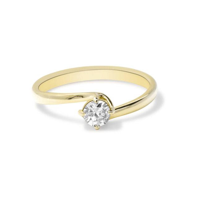 ROS  Jewel Design 14k ring de Dauwdruppel gezet met een Briljant