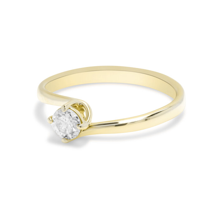 ROS  Jewel Design 14k ring de Dauwdruppel gezet met een Briljant