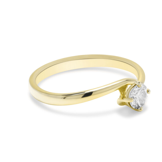 ROS  Jewel Design 14k ring de Dauwdruppel gezet met een Briljant