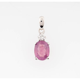 ROS  Jewel Design witgouden hanger  gezet met een Robijn en Briljant
