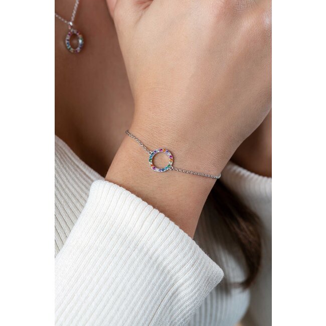 ZINZI zilveren armband met gekleurde zirkonia