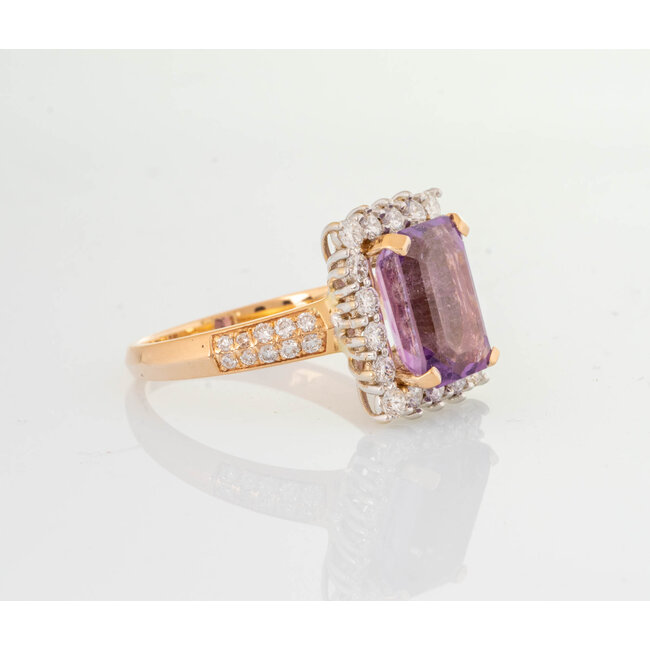 ROS  Jewel Design 18karaat gouden ring gezet met Amethist en Briljanten