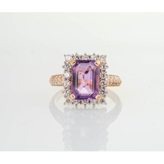 ROS  Jewel Design 18karaat gouden ring gezet met Amethist en Briljanten