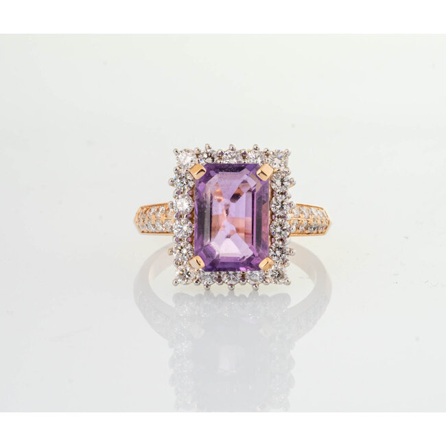 ROS  Jewel Design 18karaat gouden ring gezet met Amethist en Briljanten