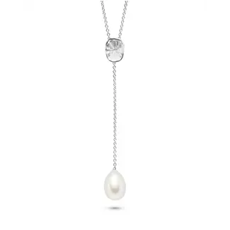 FJF FJF collier Ypsilon zoetwater parel gerhodineerd