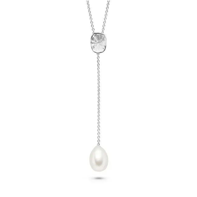 FJF FJF collier Ypsilon zoetwater parel gerhodineerd