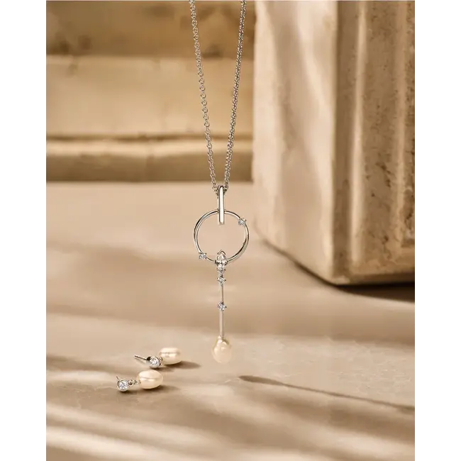 FJF Collier Magic Marquise gerhodineerd met zirkonia en zoetwater parel